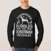 Champagnerbläschen und Doberman-Schnürsenkel T-Shirt (Vorderseite)