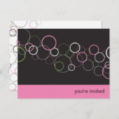 Champagnerblasen auf der Black Party Postcard Einladungspostkarte (Vorne/Hinten)