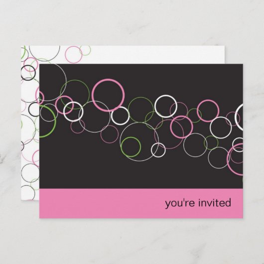 Champagnerblasen auf der Black Party Postcard Einladungspostkarte (Vorne/Hinten)