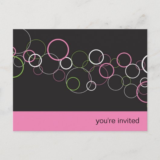 Champagnerblasen auf der Black Party Postcard Einladungspostkarte (Vorderseite)