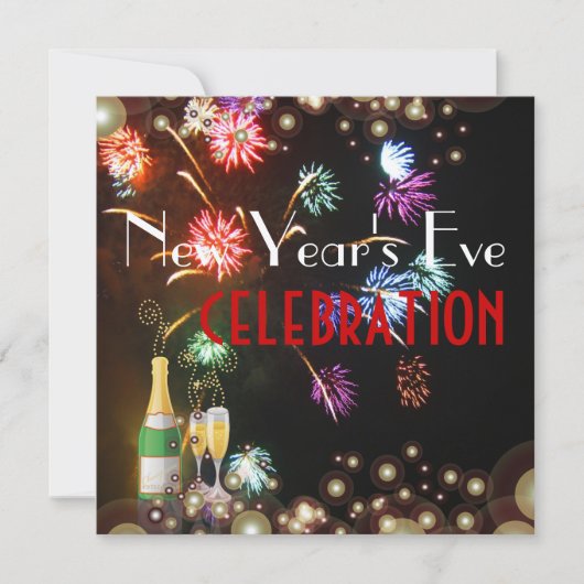 Champagnerblasen für Feuerwerke Einladung (Vorderseite)