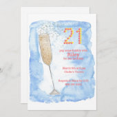 Champagnerblau - Einladung zum 21. (Vorne/Hinten)