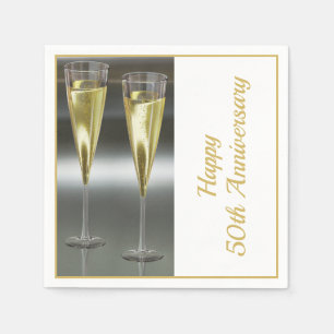 Champagnerbrille 50. Hochzeitstag Party Serviette