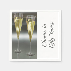 Champagnerbrille 50. Hochzeitstag Party Serviette