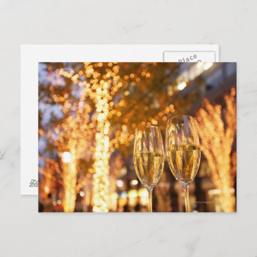 Champagnerbrille auf Weihnachten in der Stadt (Vorne/Hinten)