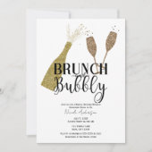 Champagnerbrille Brunch & Bubbly Brautparty Einladung (Vorderseite)
