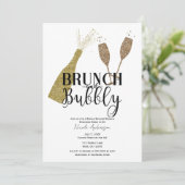 Champagnerbrille Brunch & Bubbly Brautparty Einladung (Stehend Vorderseite)