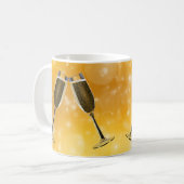 Champagnerbrille-Feier auf glänzendem Gold Kaffeetasse (Vorderseite Links)