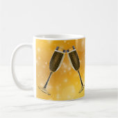 Champagnerbrille-Feier auf glänzendem Gold Kaffeetasse (Links)