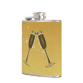 Champagnerbrille feiern auf Gold Flachmann (Links)