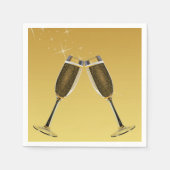 Champagnerbrille feiern auf Gold Serviette (Vorderseite)