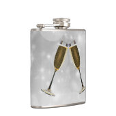 Champagnerbrille feiern Gold auf Silber Flachmann (Rechts)