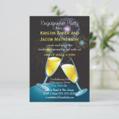 Champagnerbrille Fireworks - 3x5 Engagement Party Einladung (Stehend Vorderseite)