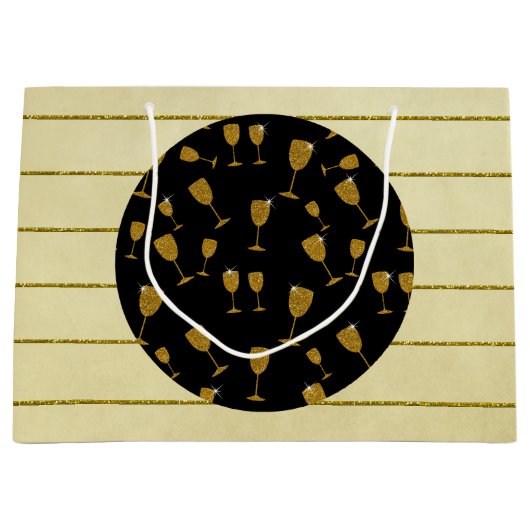 Champagnerbrille, Geschenktasche - Groß, glänzend Große Geschenktüte (Vorderseite)