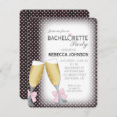 Champagnerbrille mit Bows-Junggeselinnen-Abschied Einladung (Vorne/Hinten)