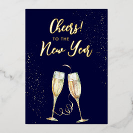 Champagnerbrille Navy Foil Holiday Card im neuen J Folien Feiertagskarte