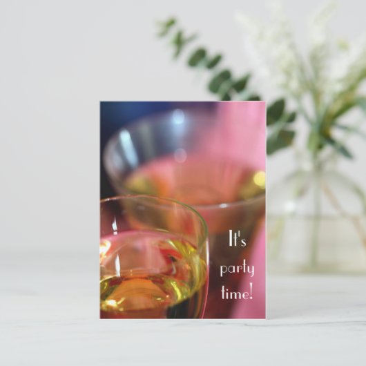 Champagnerbrille Postcard - Sie sind eingeladen Einladungspostkarte (Stehend Vorderseite)