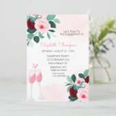 Champagnerbrille Toast Blumengebäck Brautparty in Einladung (Stehend Vorderseite)