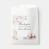 Champagnerbrille und Cupcakes Rosa Wildblumen Geschenktütchen (Vorderseite)