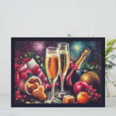 Champagnerbrille und Eimer Holiday Party Einladung (Stehend Vorderseite)