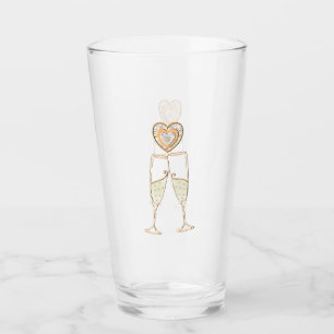 Champagnerbrille und Herz Glas