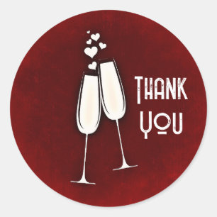 Champagnerbrille und Herz Runder Aufkleber