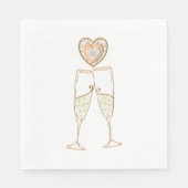 Champagnerbrille und Herz Serviette (Vorderseite)