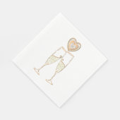 Champagnerbrille und Herz Serviette (Ecke)