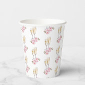 Champagnerbrille und rosa Blume Pappbecher (Rückseite)