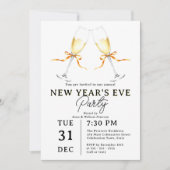 Champagnerbrille zum Silvesterabend-Party verbinde Einladung (Vorderseite)