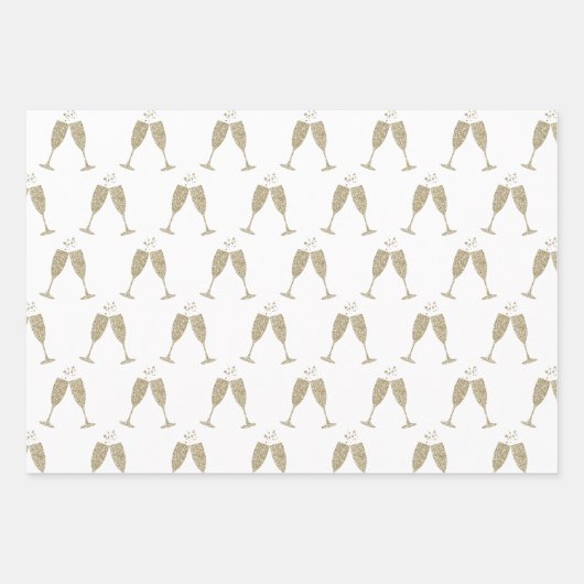 Champagnerbrillen Umschlagpapier Flachblätter Geschenkpapier Set (Vorderseite 3)
