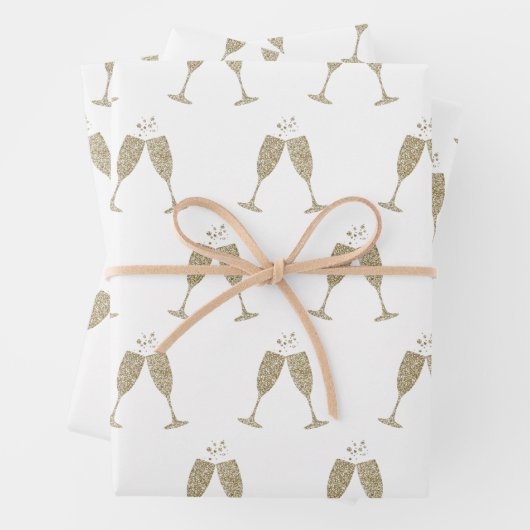 Champagnerbrillen Umschlagpapier Flachblätter Geschenkpapier Set (Beispiel)
