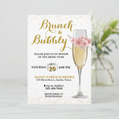 Champagnerbrunch und Brautparty mit Blasen Einladung (Stehend Vorderseite)