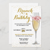 Champagnerbrunch und Brautparty mit Blasen Einladung (Vorne/Hinten)