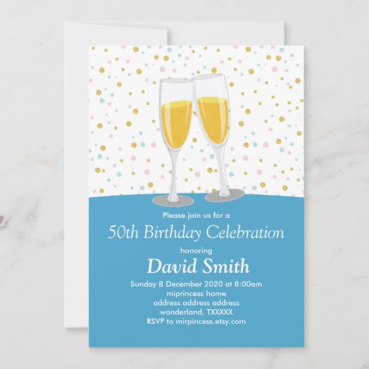 Champagnerbrunch und Bubbly Einladung (Vorderseite)