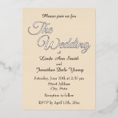 Champagnerfarbe Einfache Hochzeit Folieneinladung (Vorderseite)