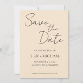 Champagnerfarbe Einfache Hochzeit Save The Date (Vorderseite)