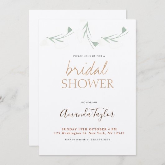 Champagnerfarben Minimalistisches Brautparty Einladung (Vorne/Hinten)