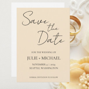Champagnerfarbene Hochzeit im einfachen Stil Save The Date