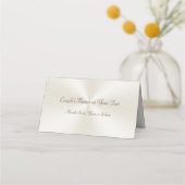 Champagnerfarbene Personalisierte Hochzeitsstipps- Platzkarte (Rückseite)