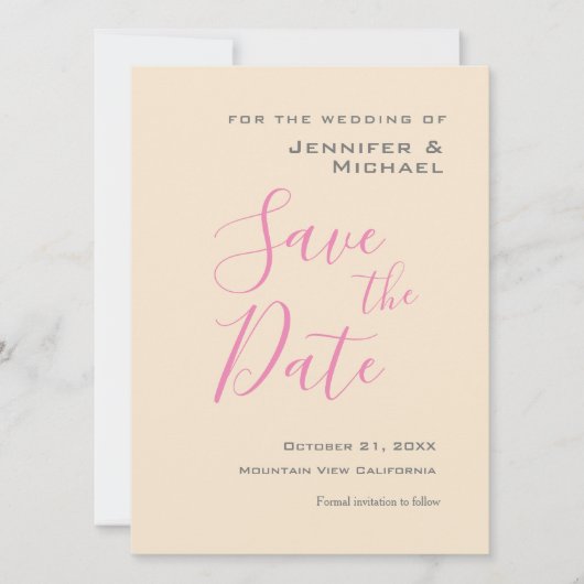 Champagnerfarbenhochzeit Beruflich Minimalistisch Save The Date (Vorderseite)