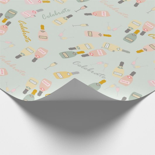 Champagnerfeiern auf hellgrün geschenkpapier (Ecke)
