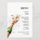 Champagnerflasche Brautparty Party Menükarte (Vorderseite)