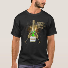 Champagnerflasche feiert glückliches Neues Jahr T-Shirt