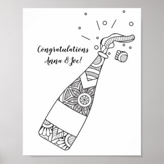 Champagnerflasche-Malvorlage Poster