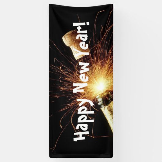 Champagnerflasche Neujahr Banner (Vertikal)