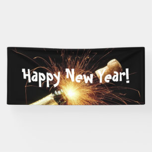 Champagnerflasche Neujahr Banner