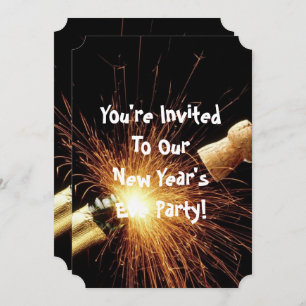 Champagnerflasche Neujahr Einladung