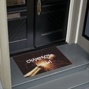 Champagnerflasche Neujahr Fußmatte