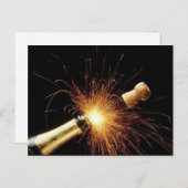 Champagnerflasche Silvester Feiertagspostkarte (Vorne/Hinten)